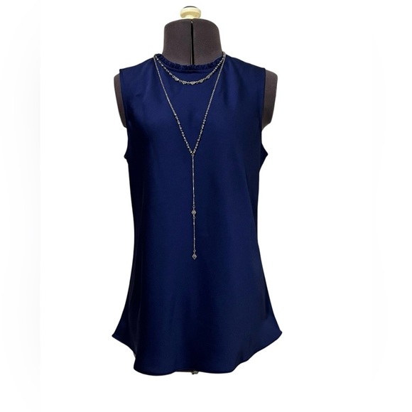 J Crew Sleeveless Ruffle-neck shell in satin-crepe Size XXS - Picture 2 of 11